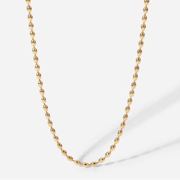 18K Gold Plated Beaded Necklace*Gold Nuggets Necklace*Dainty Waterproof*ZX - Picture 1 of 8